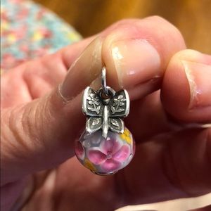 James Avery Mariposa Finial w/ pink blossom charm